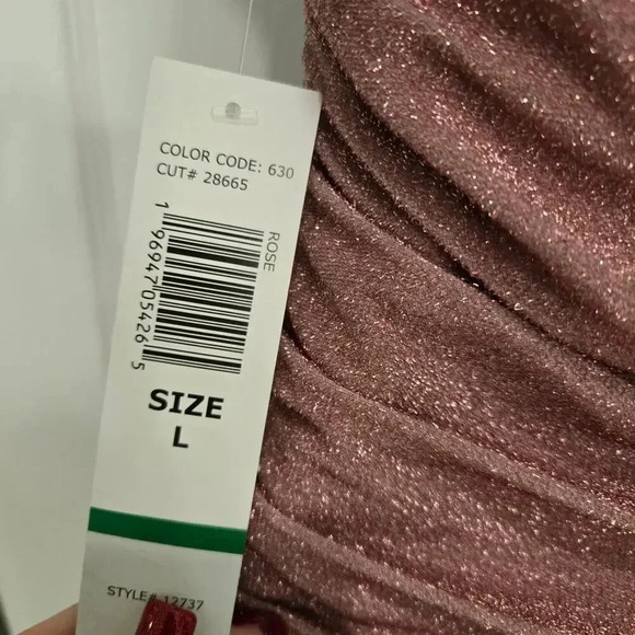 Jump Size Large metallic party bodycon dress with ruched sides in Rose color NWT - Picture 4 of 9